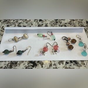 Lot 6 par Sterling silver stone earrings